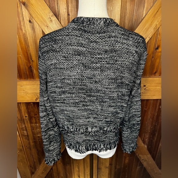 Tahari Cardigan Sweater Knit Top Fringe Trim Women’s Size Small - Picture 3 of 5